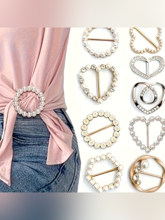 unbranded Other - Rhinestone and Pearl T-Shirt Scarf Clip - Pick 2